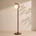 Bay Furniture Antler Branch Walnut Floor Lamp with Glass Globe