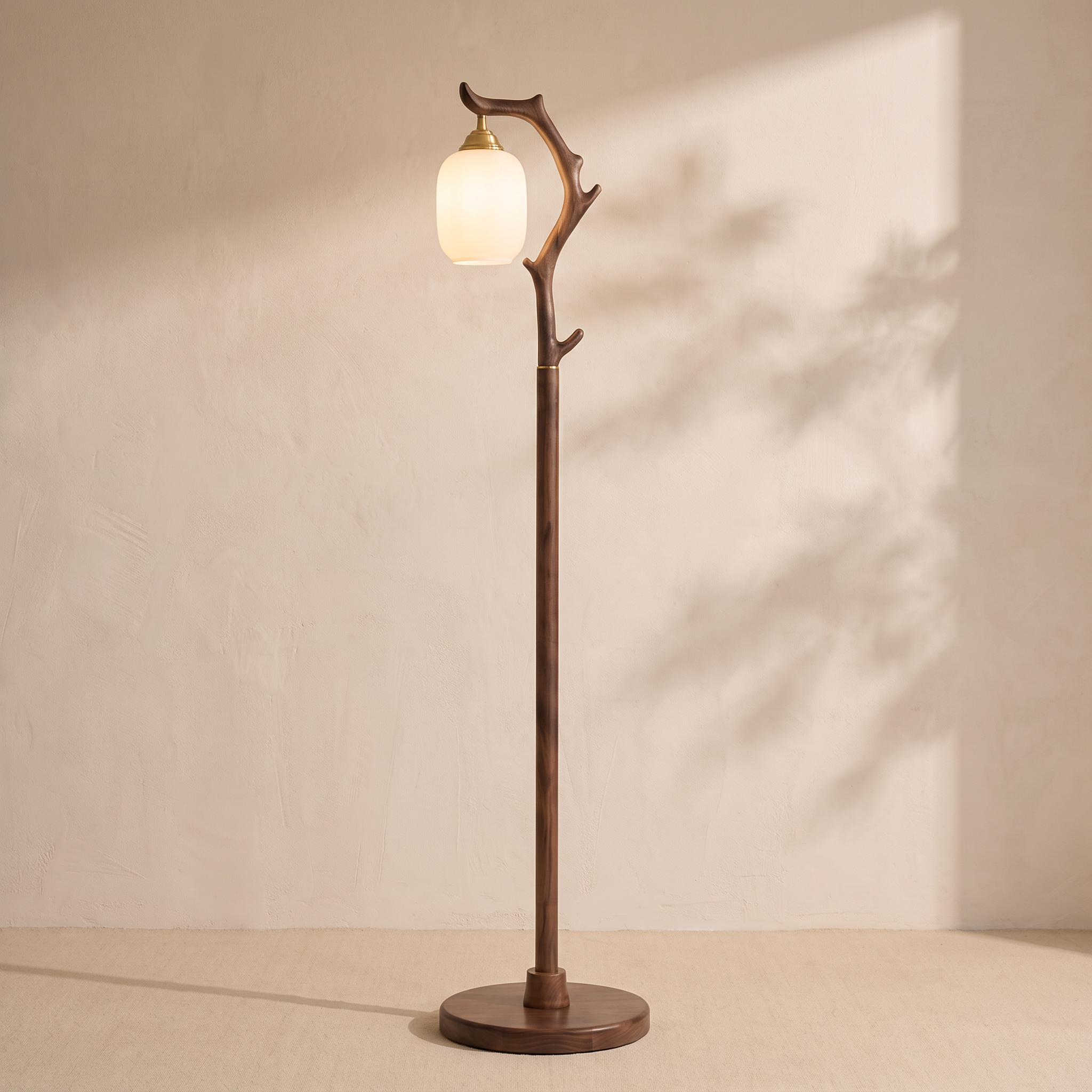 Bay Furniture Antler Branch Walnut Floor Lamp with Glass Globe