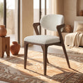 Bay Furniture Triangle-Arm Bouclé Dining Chair with Splayed Walnut Legs