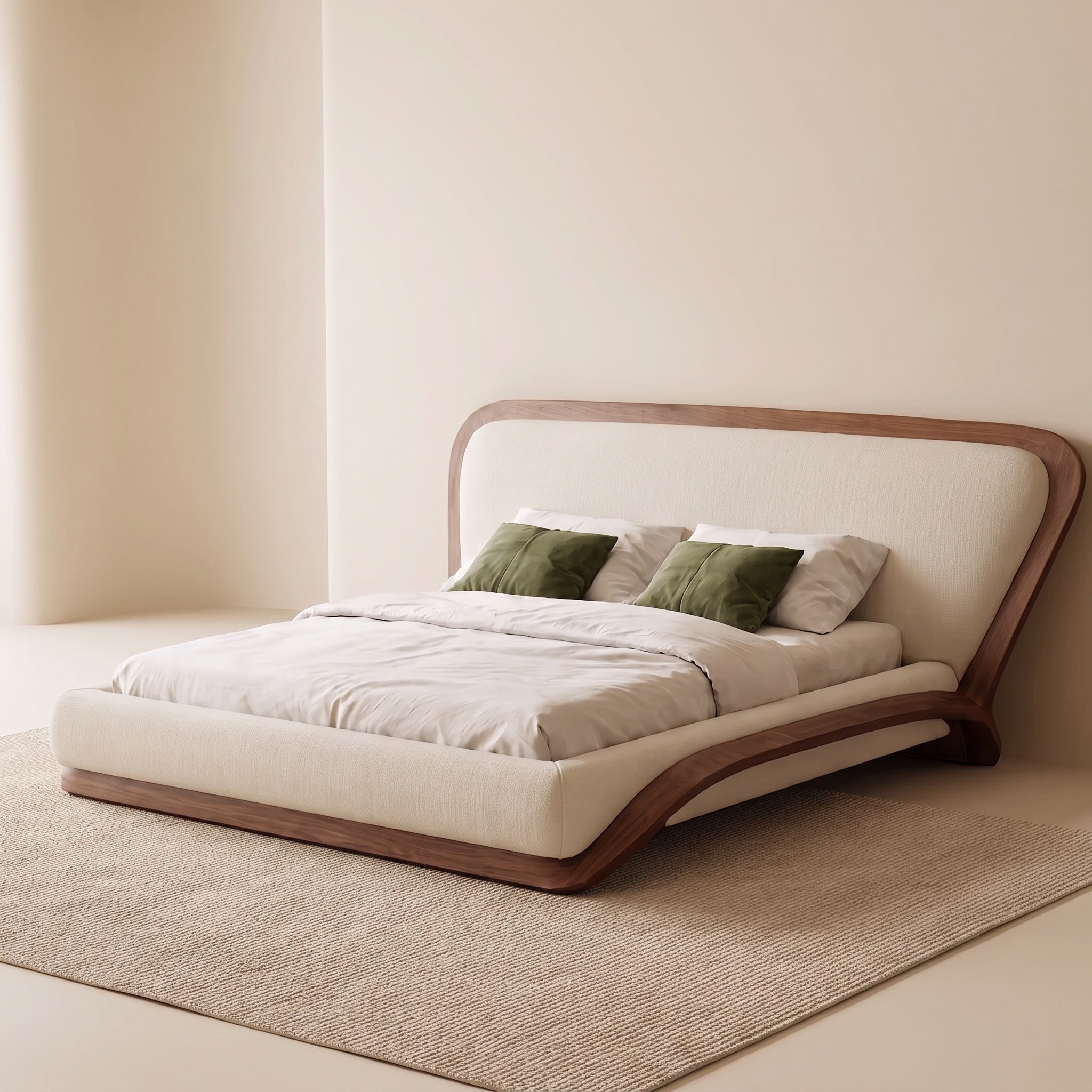 Bay Furniture Curved Wood Frame Platform Bed – Frame Only