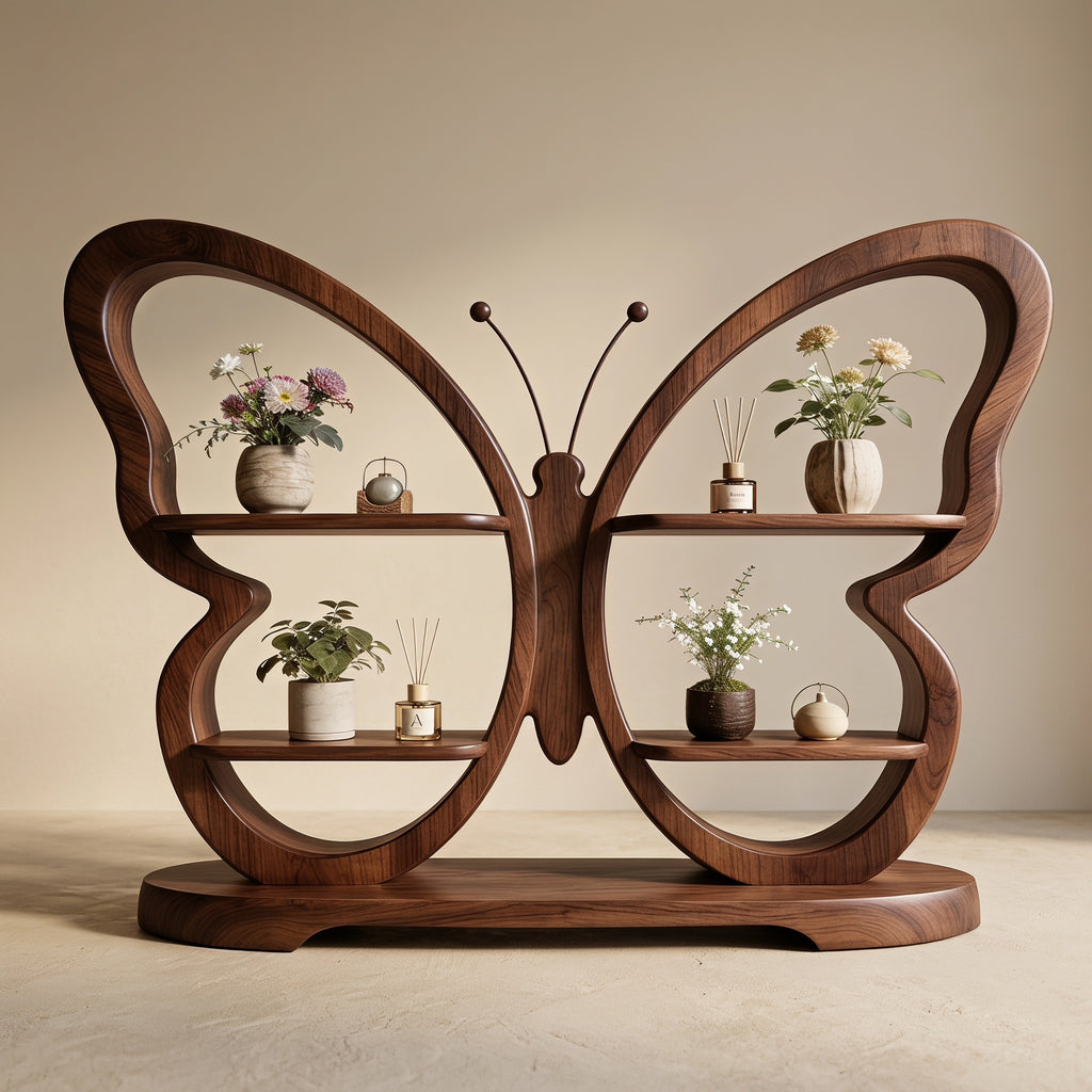 Bay Furniture Butterfly Display Shelf in Walnut
