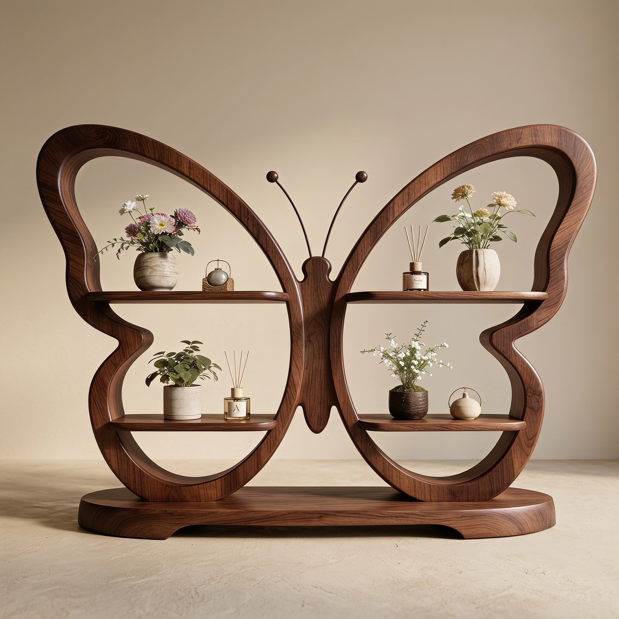 Bay Furniture Butterfly Display Shelf in Walnut