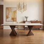 Bay Furniture Twisted Cone Pedestal Sintered Stone Dining Table
