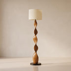 Bay Furniture Double Helix Carved Walnut Floor Lamp