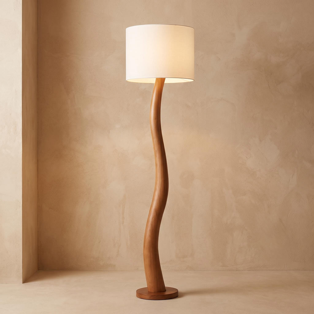 Bay Furniture Organic Curve Solid Wood Floor Lamp