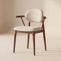 Bay Furniture Oval-Back T-Arm Bouclé Dining Chair with Walnut Frame