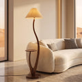 Bay Furniture S-Stem Walnut Floor Lamp with Side Table