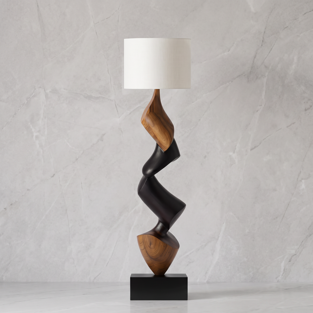 Bay Furniture Two-Tone Flame Wave Sculptural Floor Lamp