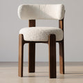 Bay Furniture Double-Tube Backrest Bouclé Dining Chair with Round Seat