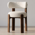 Bay Furniture Double-Tube Backrest Bouclé Dining Chair with Round Seat