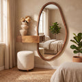 Organic Mirror, Floating Shelf & Stool Set – Walnut | Bay Furniture
