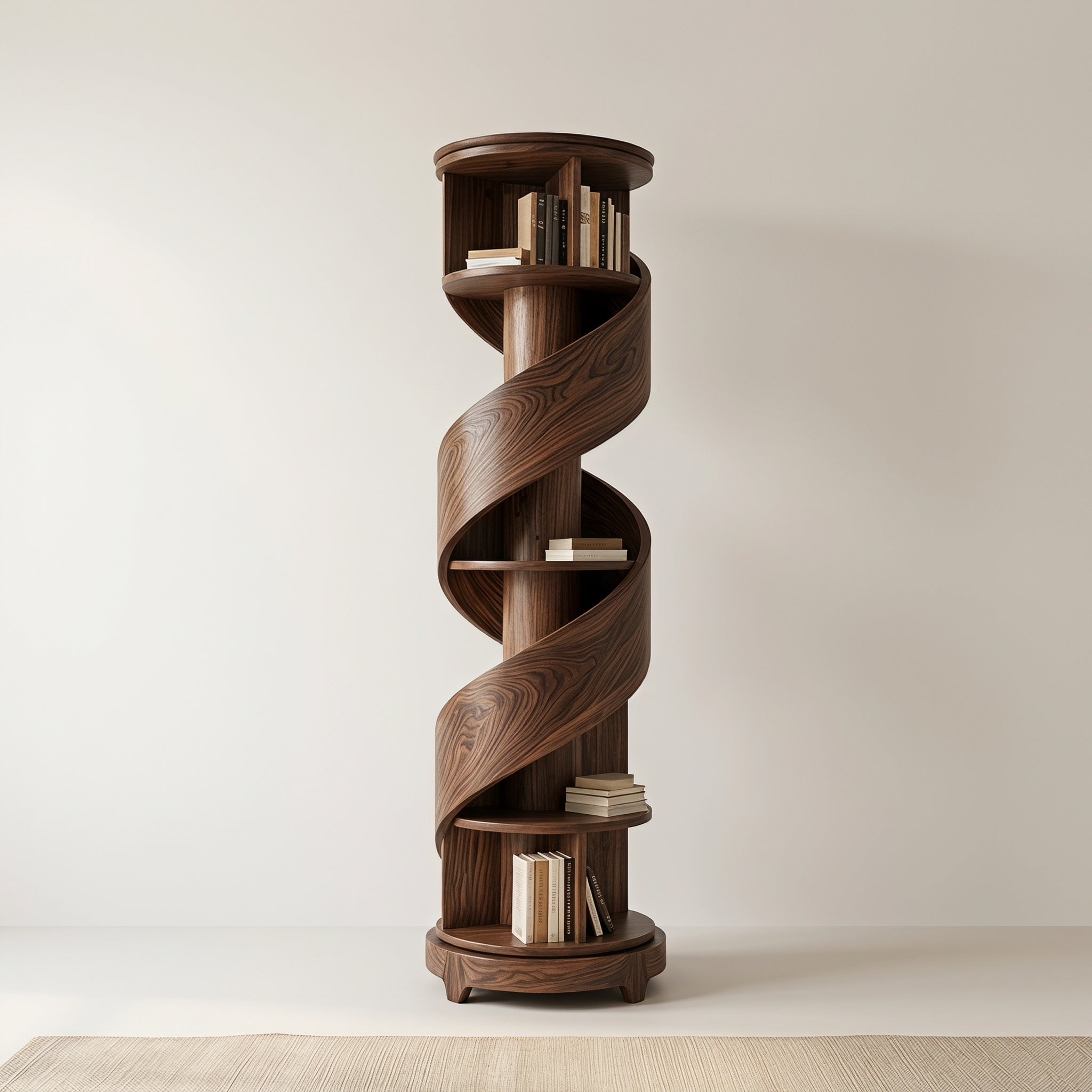 Bay Furniture Spiral Tower Walnut Bookshelf