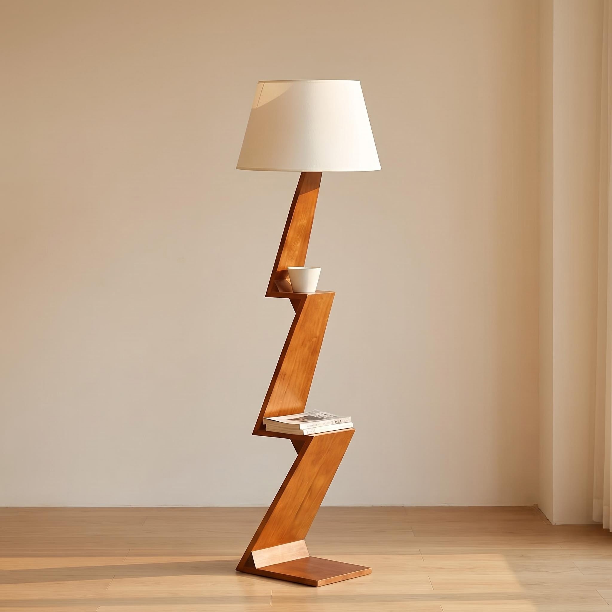 Bay Furniture Zigzag Floor Lamp with Built-In Shelves
