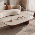 Bay Furniture Superellipse Sintered Stone Coffee Table with Walnut Cylinder Legs