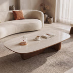 Bay Furniture Superellipse Sintered Stone Coffee Table with Walnut Cylinder Legs