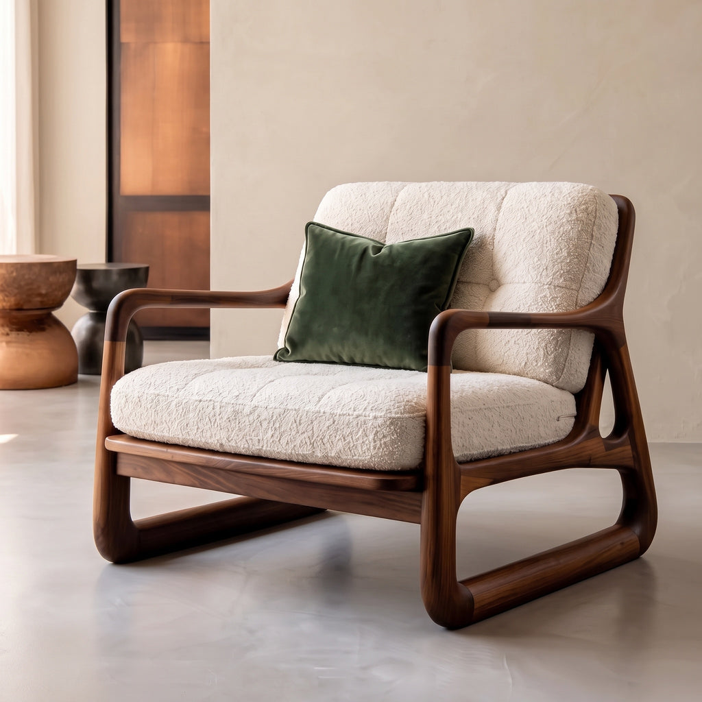 Bay Furniture Closed Frame Quilted Boucle Lounge Chair