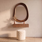 Organic Mirror, Floating Shelf & Stool Set – Walnut | Bay Furniture