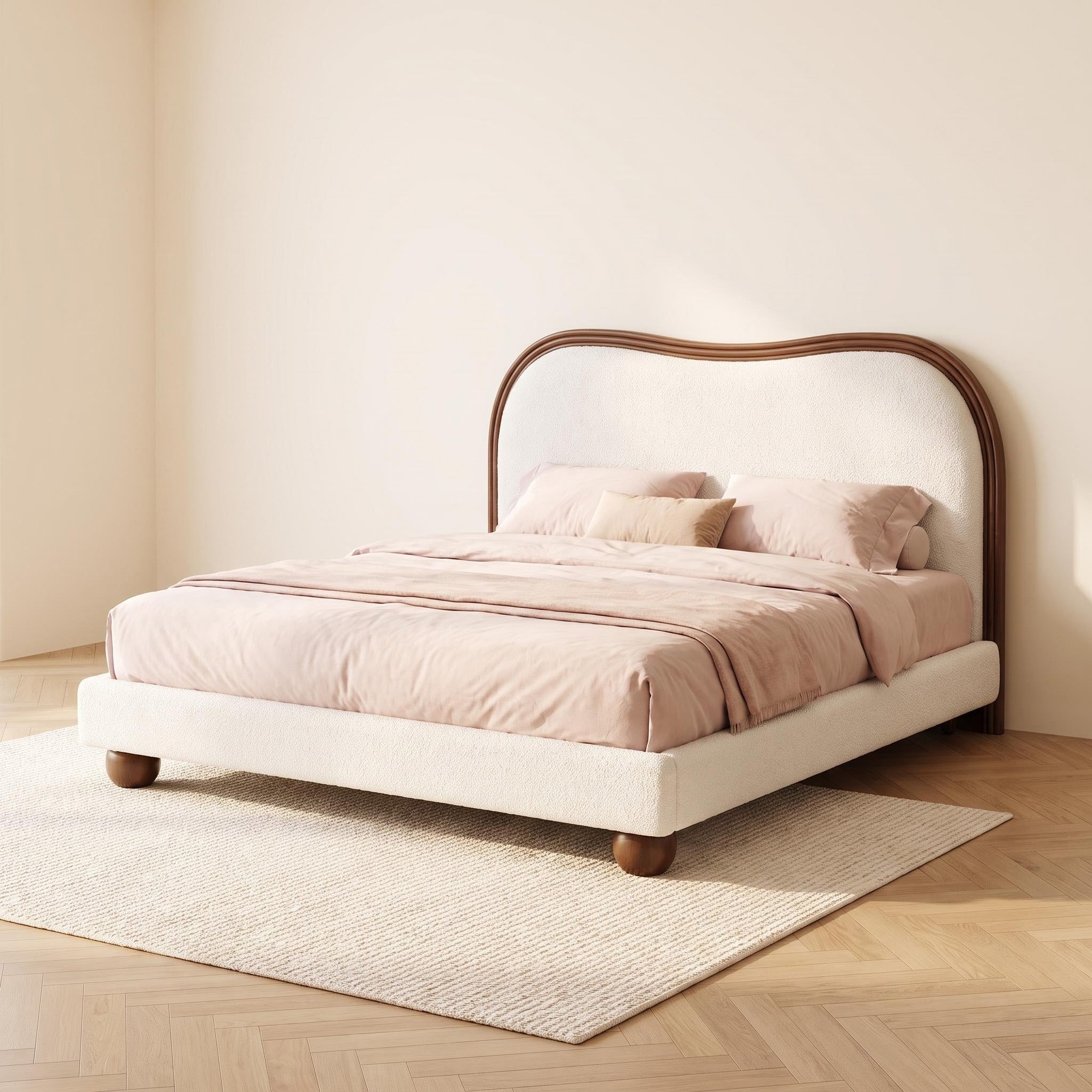 Bay Furniture Wave Frame Boucle Bed – Frame Only