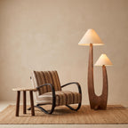 Bay Furniture Arch Twin Floor Lamp in Walnut