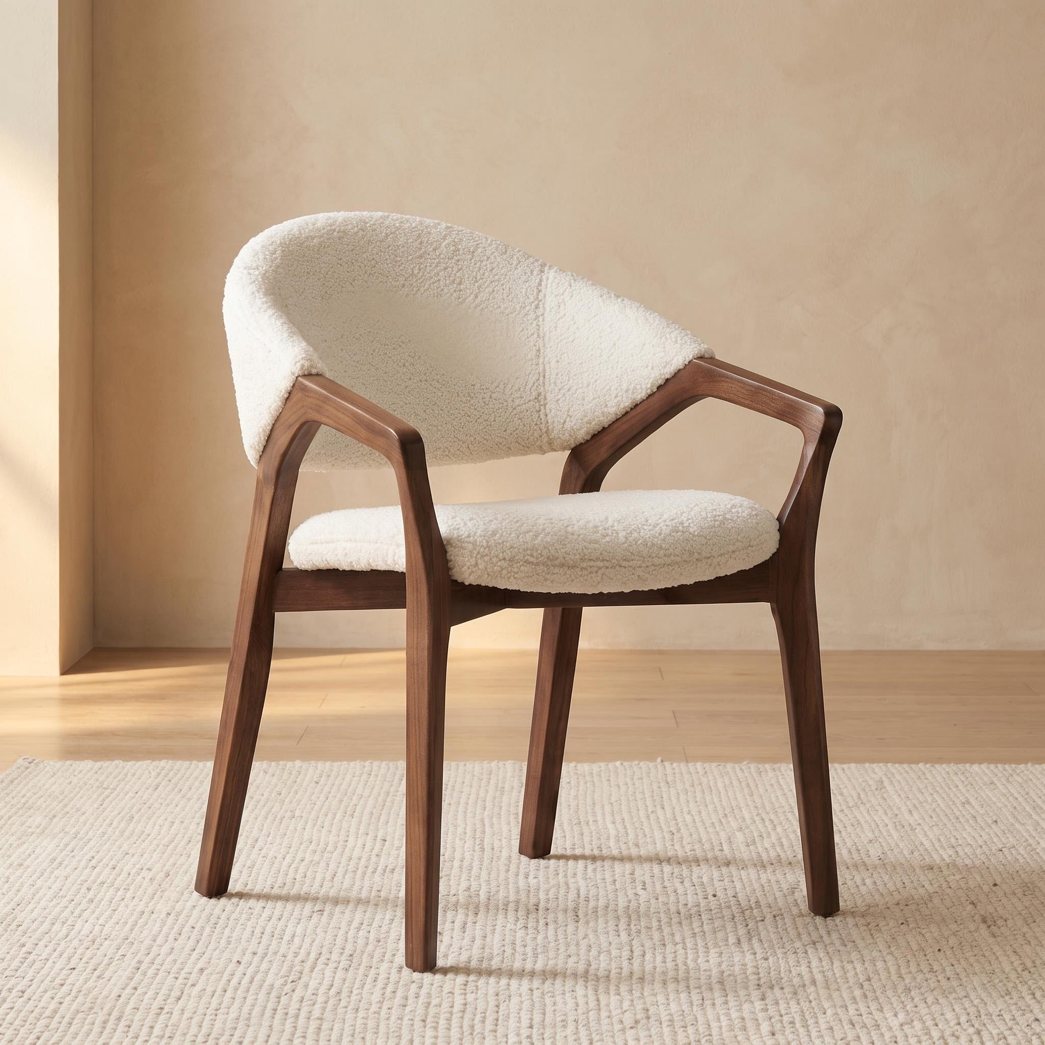 Bay Furniture Wrap-Back Arc-Arm Bouclé Dining Chair