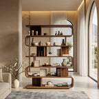 Bay Furniture Serpentine Open Bookcase in Walnut