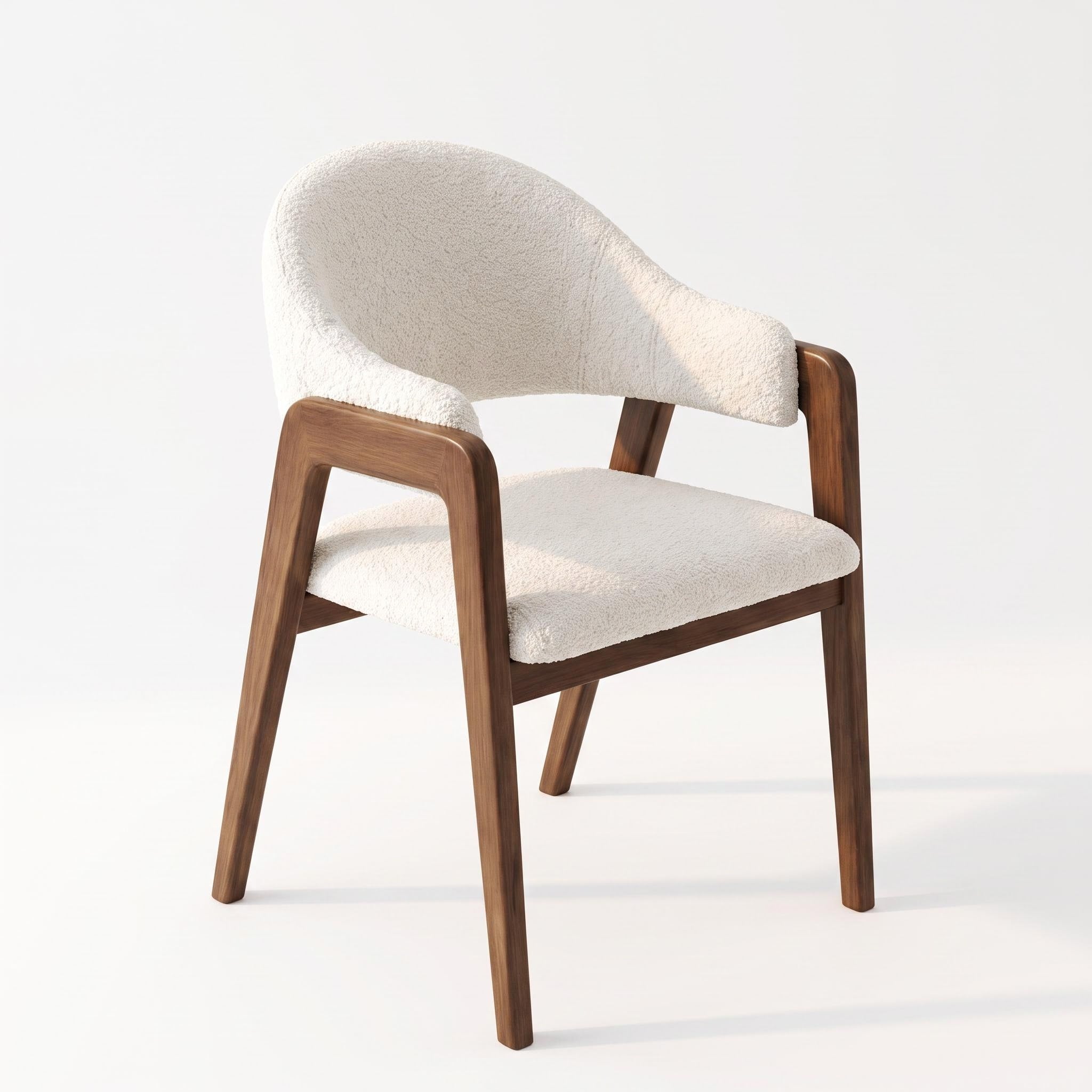 Bay Furniture Asymmetric Wrap-Arm Teddy Bouclé Dining Chair