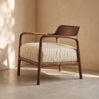 Bay Furniture Solid Wood Back Linen Lounge Chair