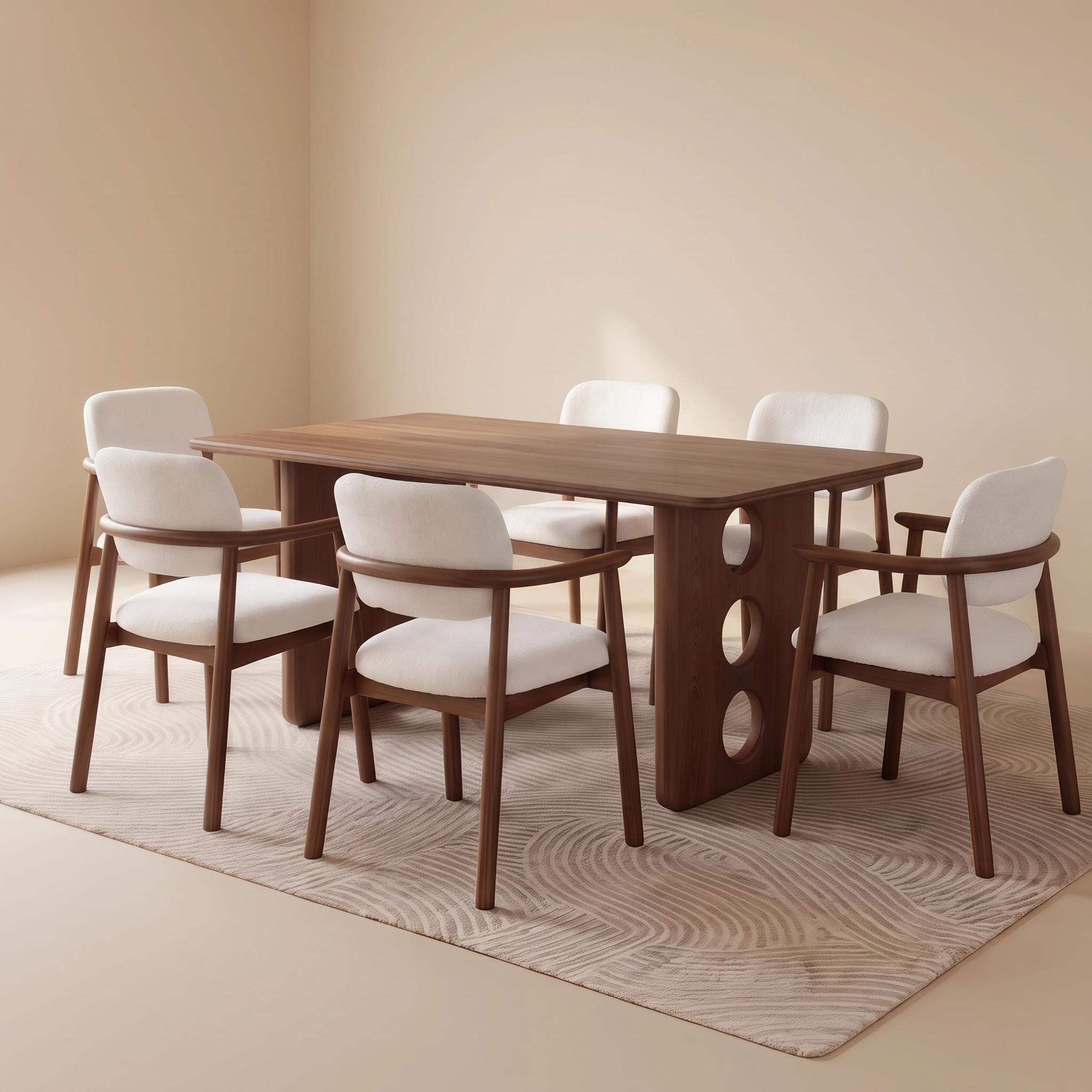 Bay Furniture Circle Cutout Solid Walnut Dining Table