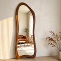 Asymmetric Organic Floor Mirror – Solid Walnut Wood | Bay Furniture