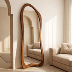 Asymmetric Organic Floor Mirror – Solid Walnut Wood | Bay Furniture
