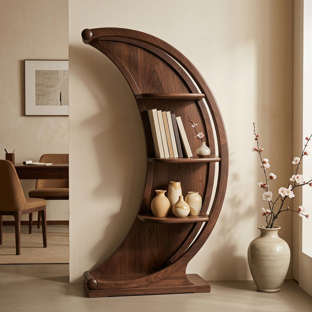 Bay Furniture Crescent Moon Walnut Bookshelf