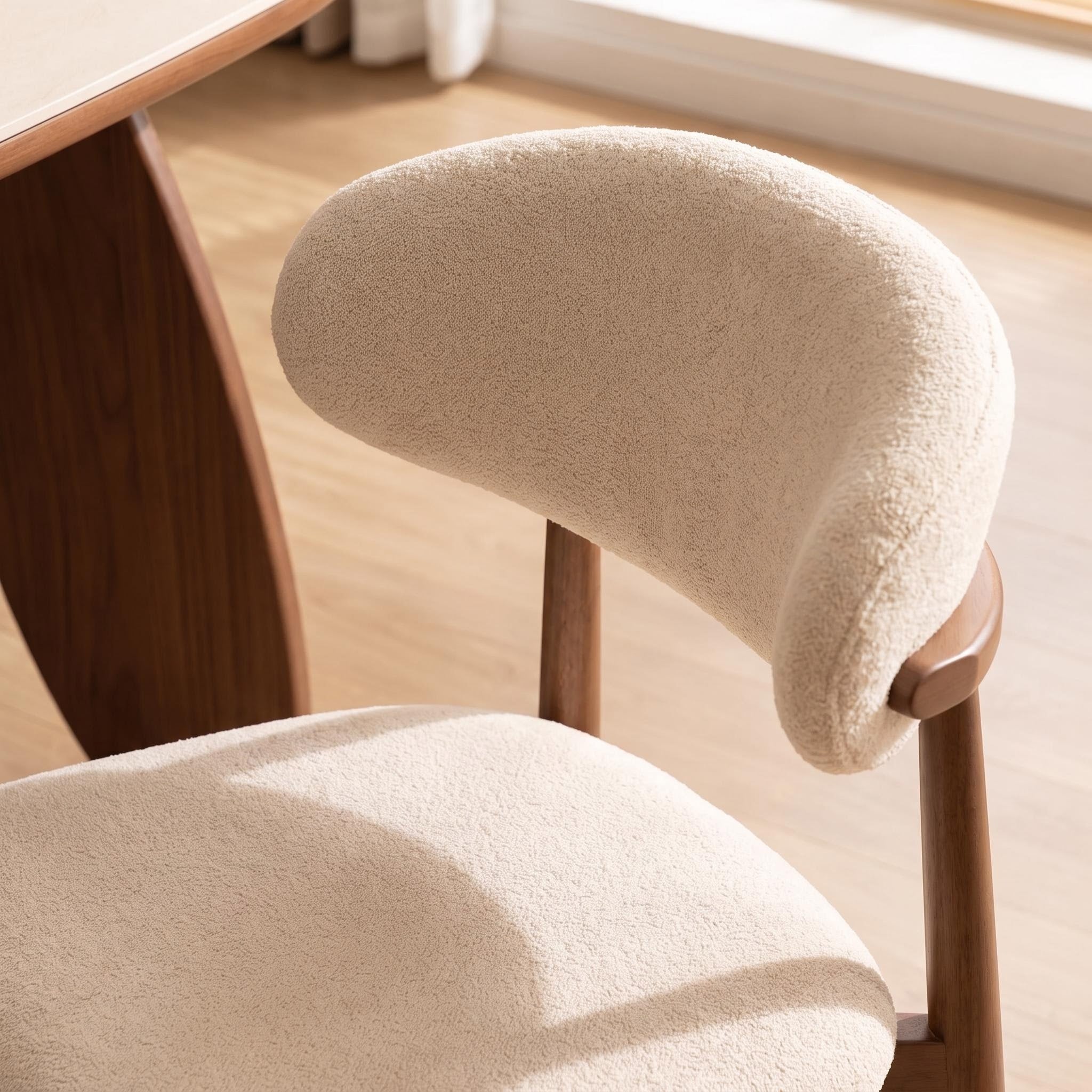 Bay Furniture Oval Stone Dining Table & Bouclé Chair Set – Petal Base