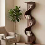 Bay Furniture Wave Spine Tall Walnut Bookshelf