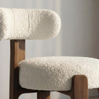 Bay Furniture Double-Tube Backrest Bouclé Dining Chair with Round Seat