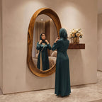 Oval Mirror with Fluted Side Shelf & Bouclé Stool Dressing Set | Bay Furniture