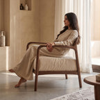 Bay Furniture Solid Wood Back Linen Lounge Chair