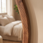 Organic Mirror, Floating Shelf & Stool Set – Walnut | Bay Furniture