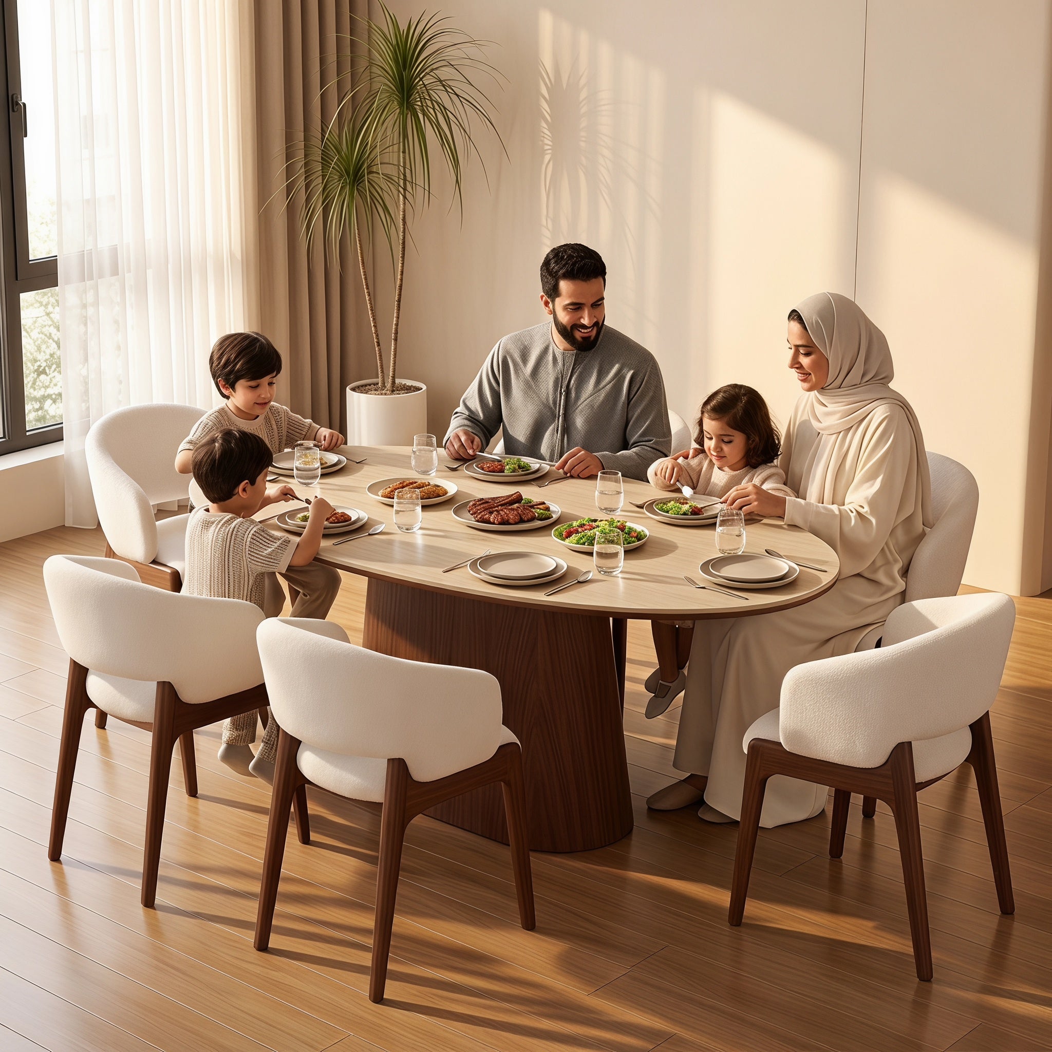 Bay Furniture Oval Sintered Stone Dining Table with Organic Cone Pedestal