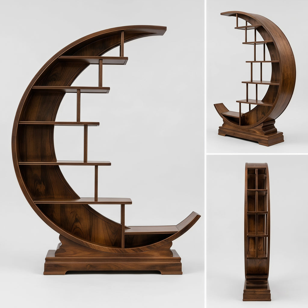 Bay Furniture Crescent Arc Display Shelf with Floating Shelves