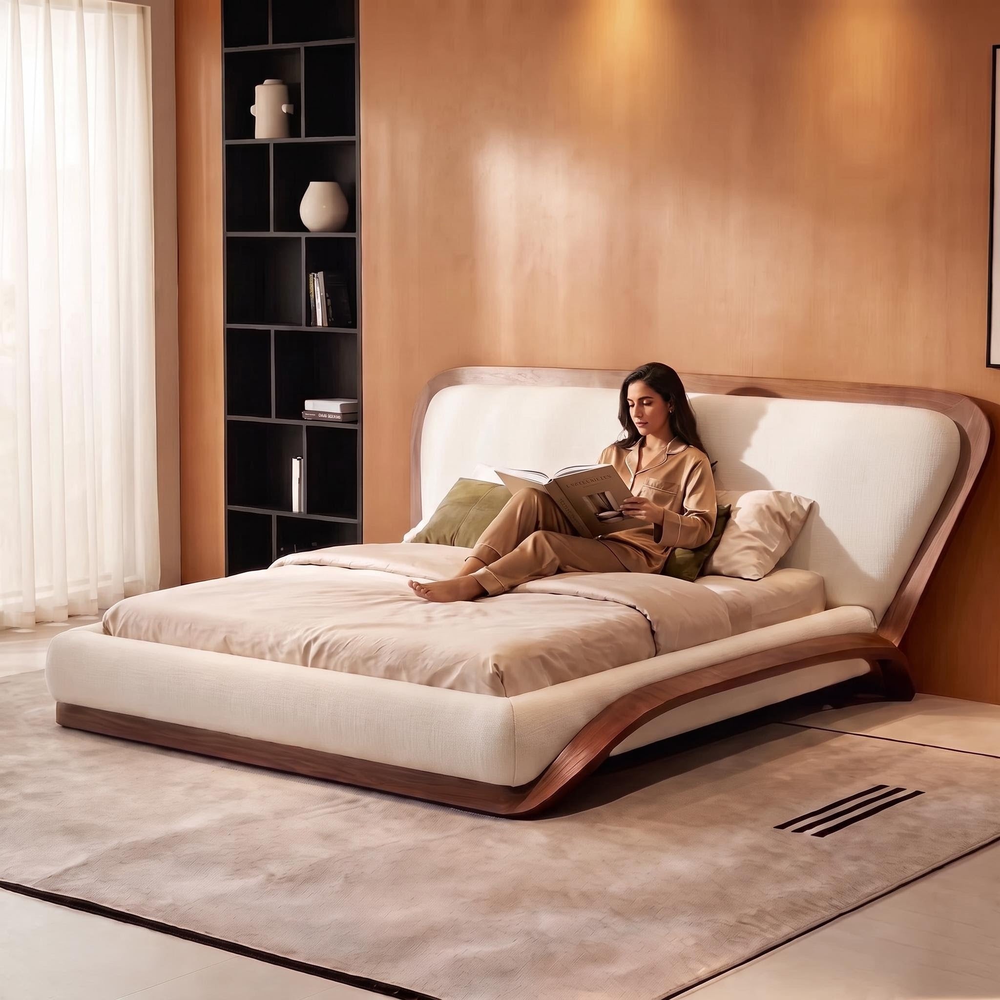 Bay Furniture Curved Wood Frame Platform Bed – Frame Only