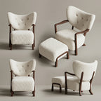 Bay Furniture Wingback Boucle Chair & Ottoman Set