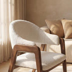 Bay Furniture Asymmetric Wrap-Arm Teddy Bouclé Dining Chair