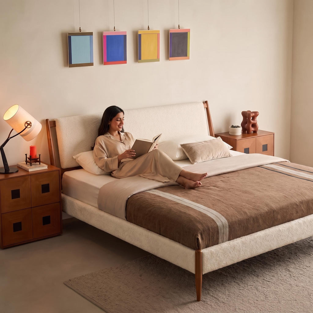 Bay Furniture Splayed Post Boucle Bed – Frame Only