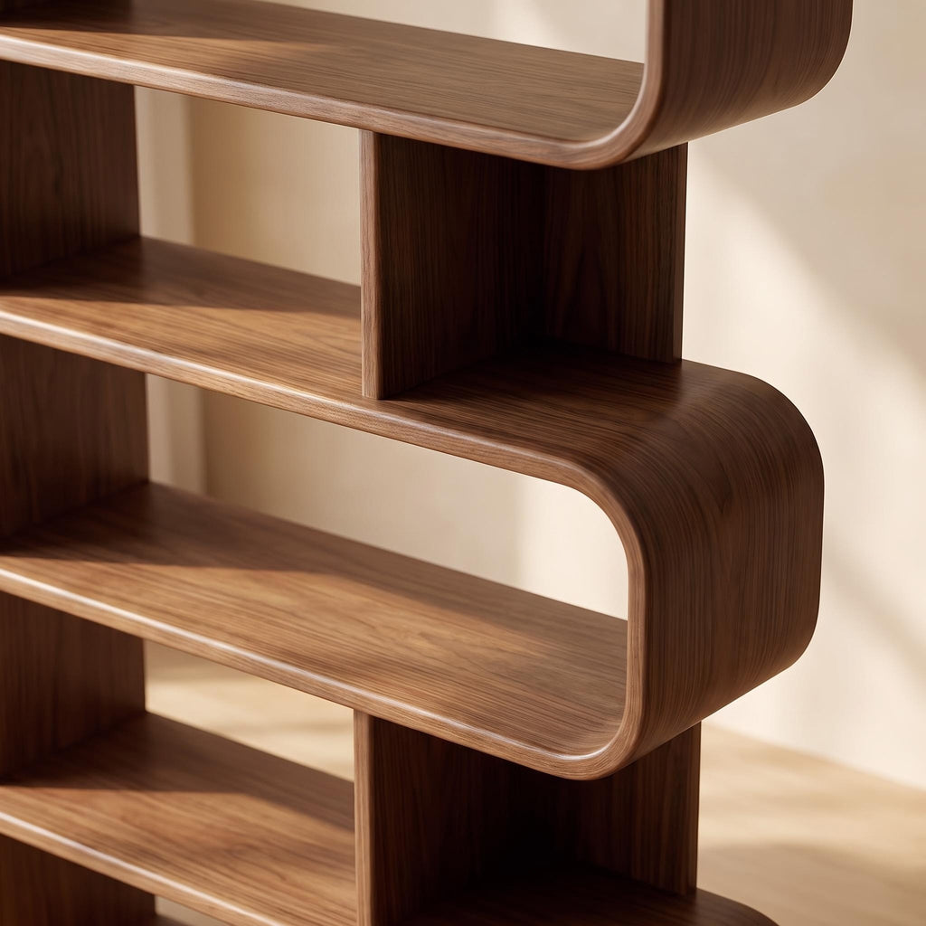 Bay Furniture Serpentine Open Bookcase in Walnut