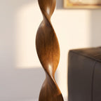 Bay Furniture Double Helix Carved Walnut Floor Lamp