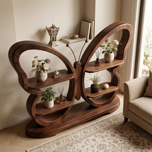 Bay Furniture Butterfly Display Shelf in Walnut