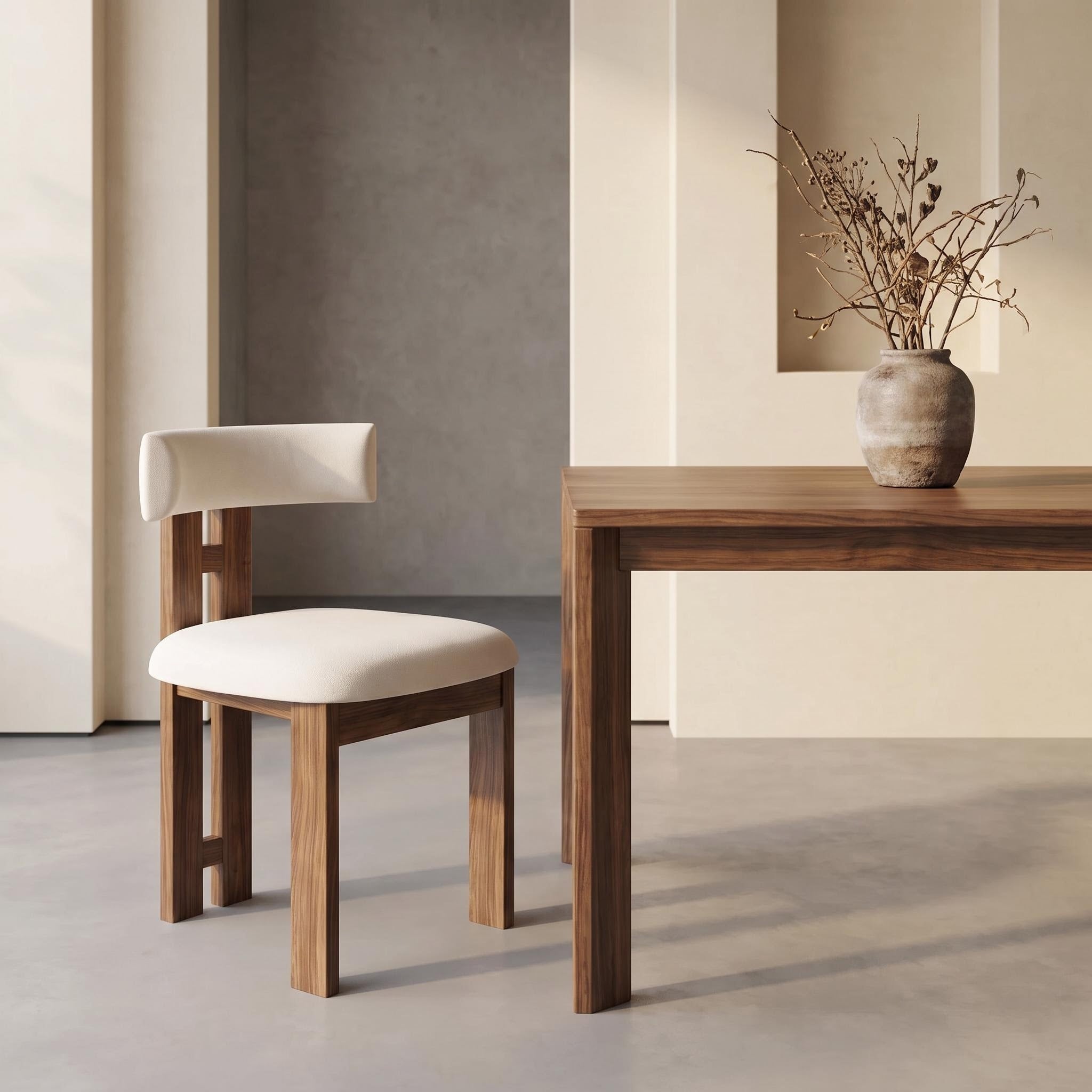 Bay Furniture H-Frame Walnut Dining Chair with Cylinder Backrest