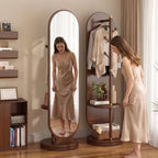 Bay Furniture Rotating Oval Mirror with Coat Rack & Shelves