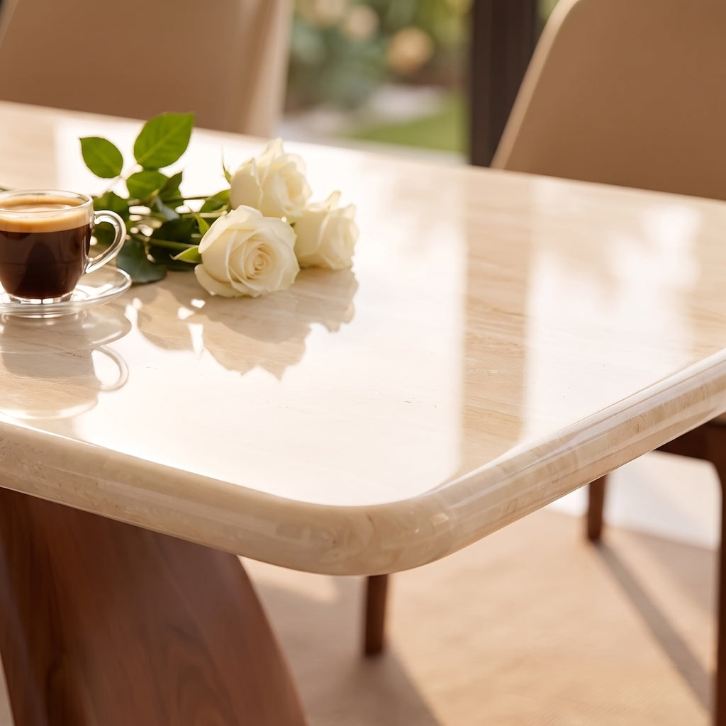 Bay Furniture Infinity Loop Walnut Base Sintered Stone Dining Table