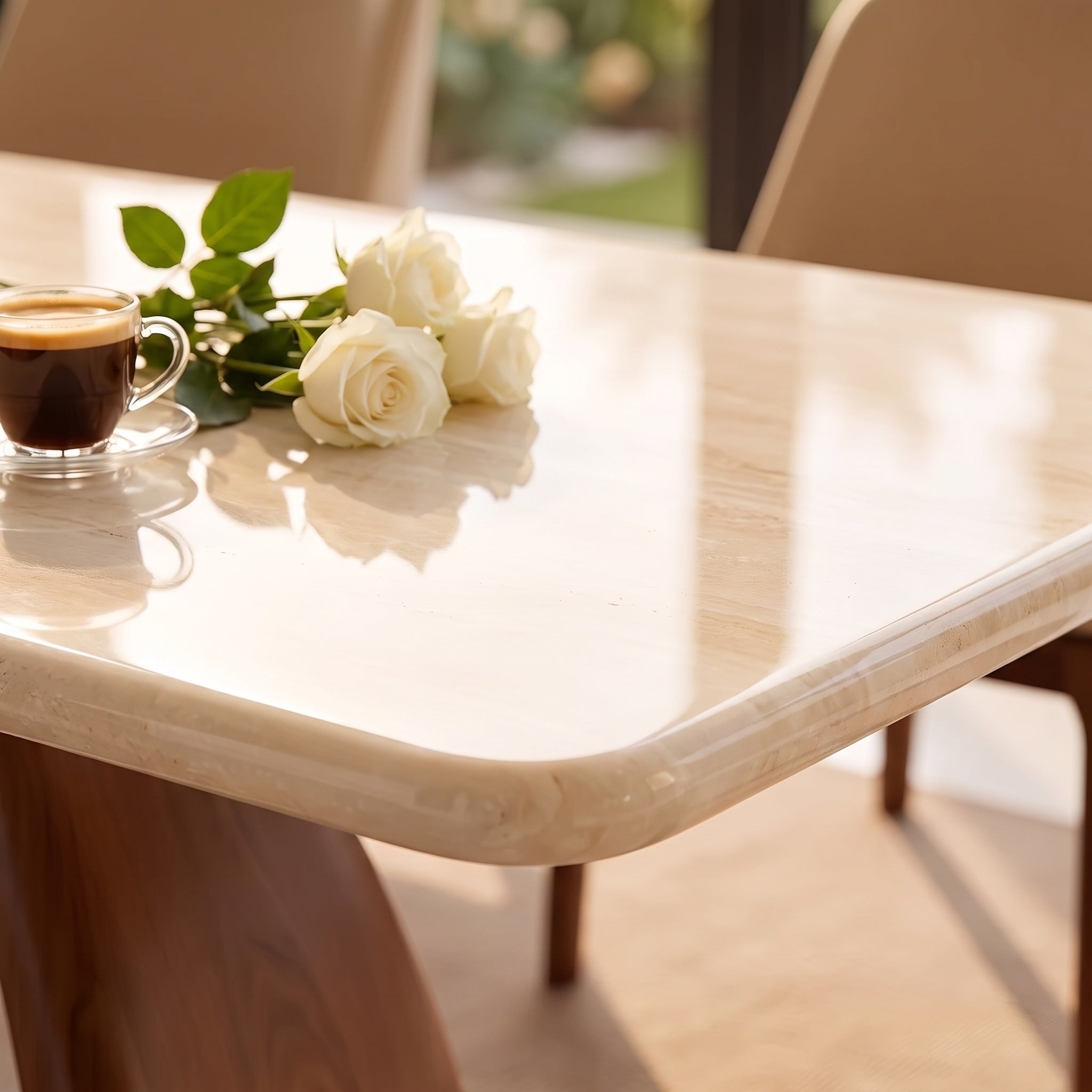 Bay Furniture Infinity Loop Walnut Base Sintered Stone Dining Table